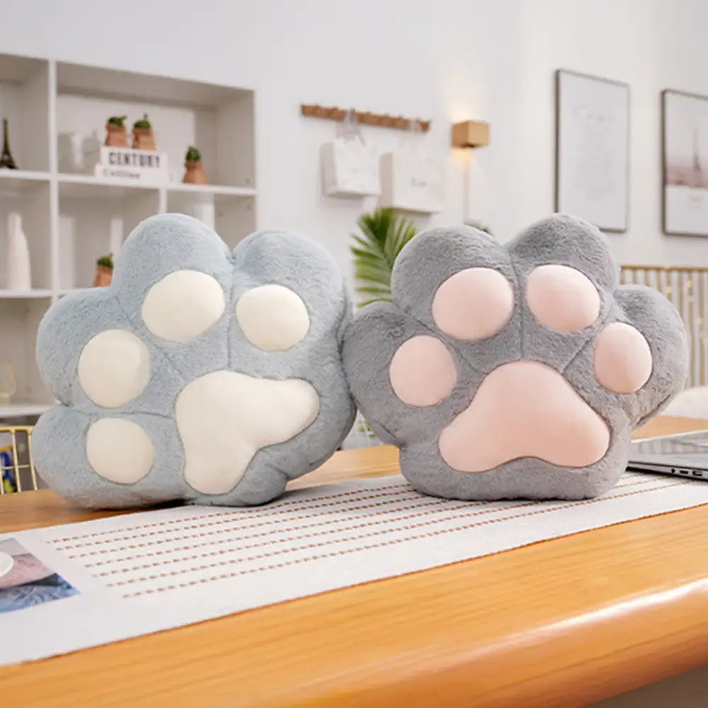 Multifunctional Cat Paw Pillow & Soft Short Plush Blanket Set