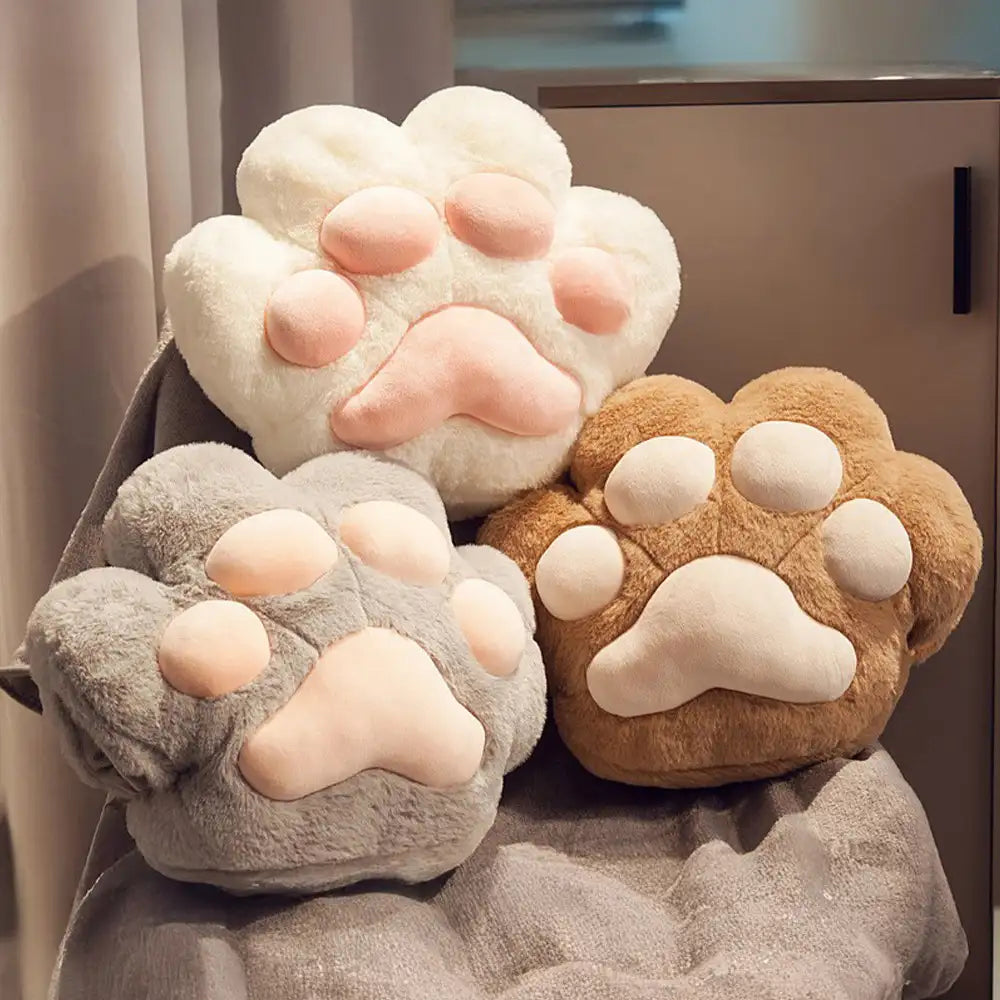 Multifunctional Cat Paw Pillow & Soft Short Plush Blanket Set