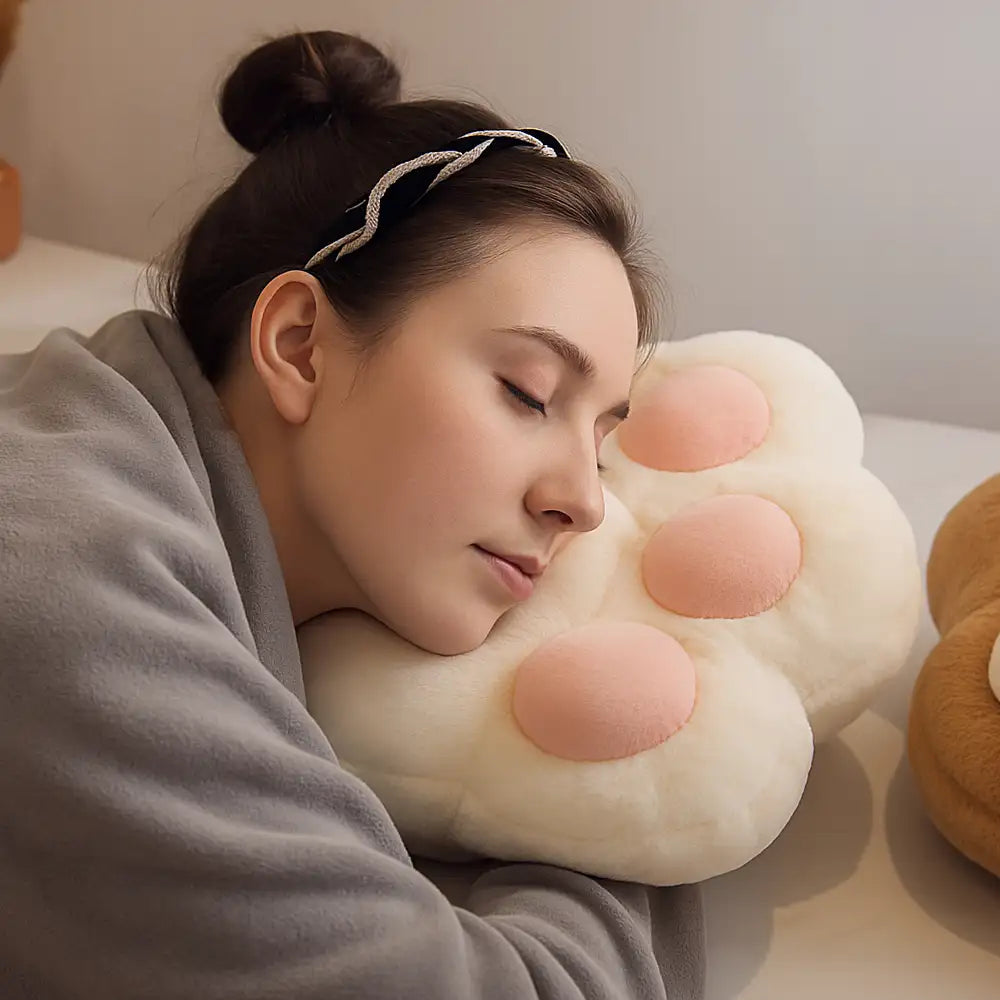 Multifunctional Cat Paw Pillow & Soft Short Plush Blanket Set
