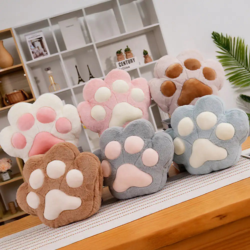 Multifunctional Cat Paw Pillow & Soft Short Plush Blanket Set