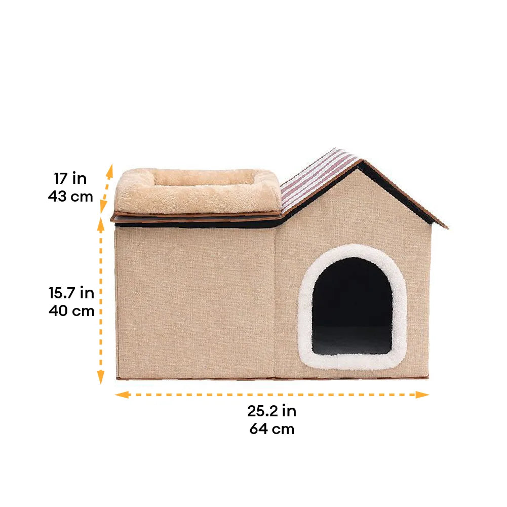 Multifunctional Foldable Cat House with Cushion for Sleeping and Playing