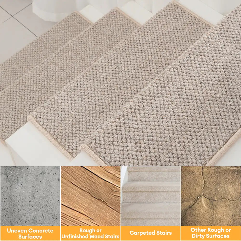 New Zealand Wool Blend Stair Protectors Tape Free Washable Carpet Stair Treads