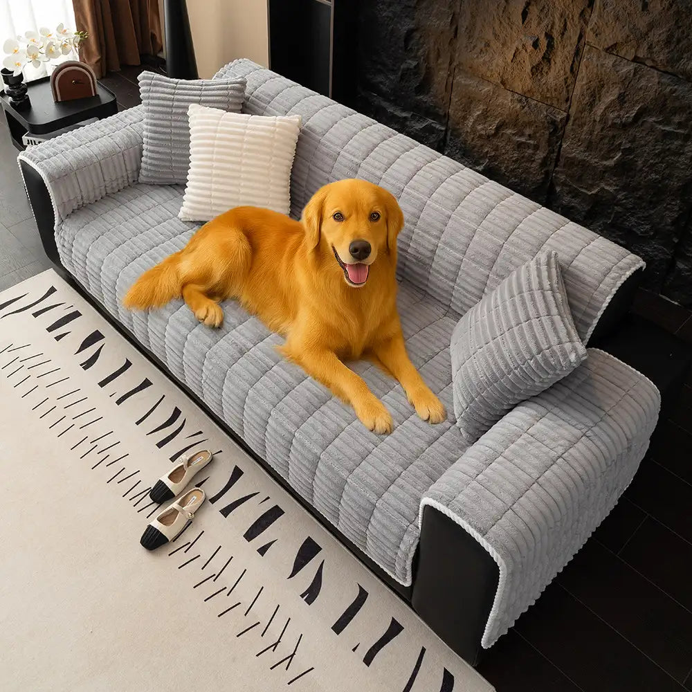 One-Piece Cozy Flannel Sofa Protection Non-Slip Couch Cover