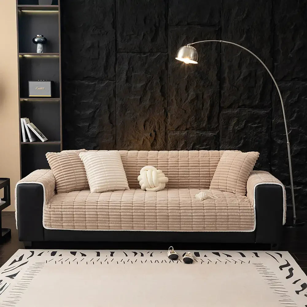 One-Piece Cozy Flannel Sofa Protection Non-Slip Couch Cover