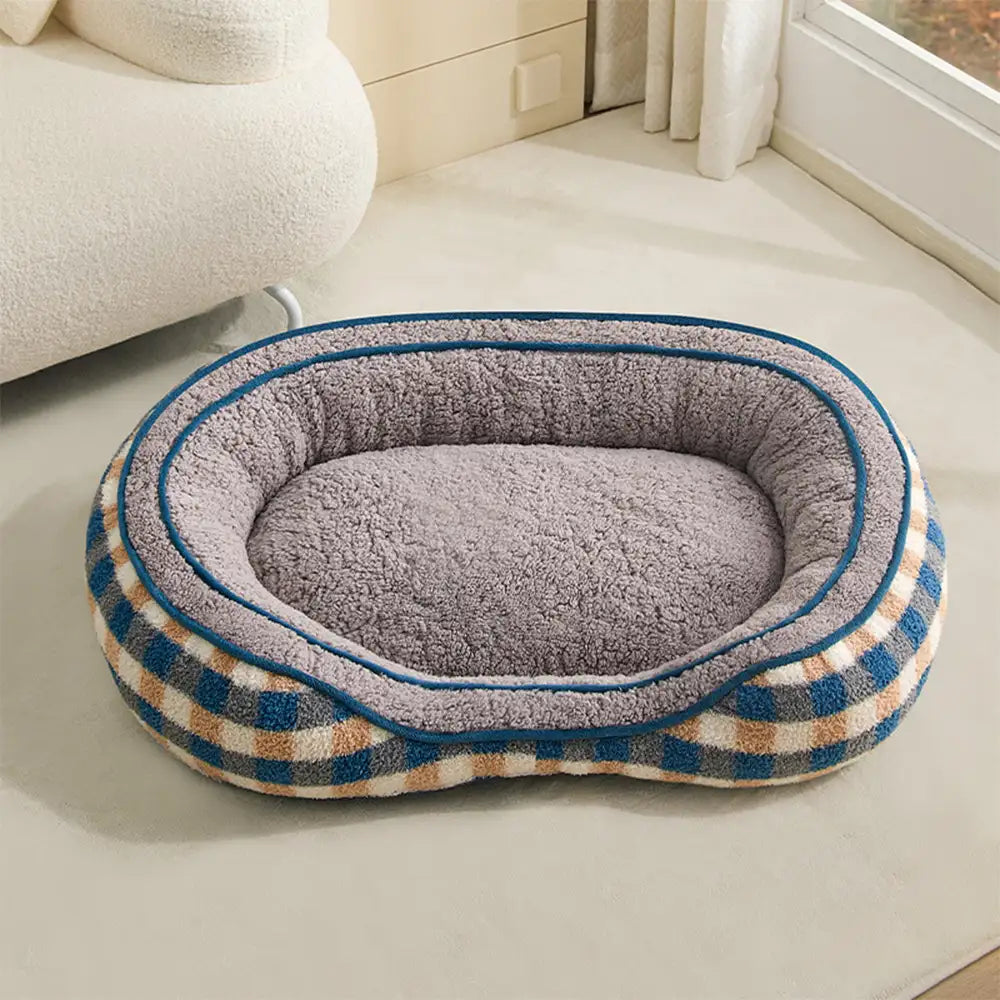 Oval Teddy Velvet Large Space Comfortable Deep Sleep Donut Dog Bed