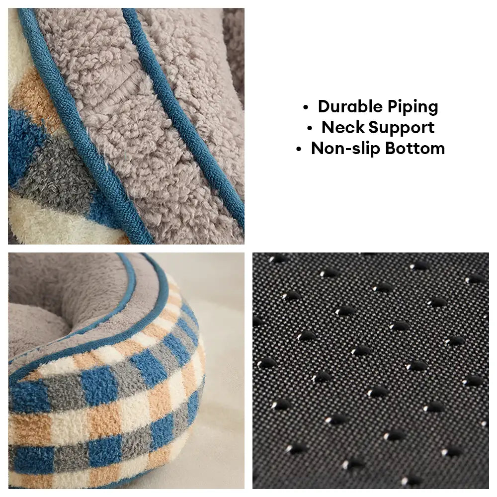 Oval Teddy Velvet Large Space Comfortable Deep Sleep Donut Dog Bed