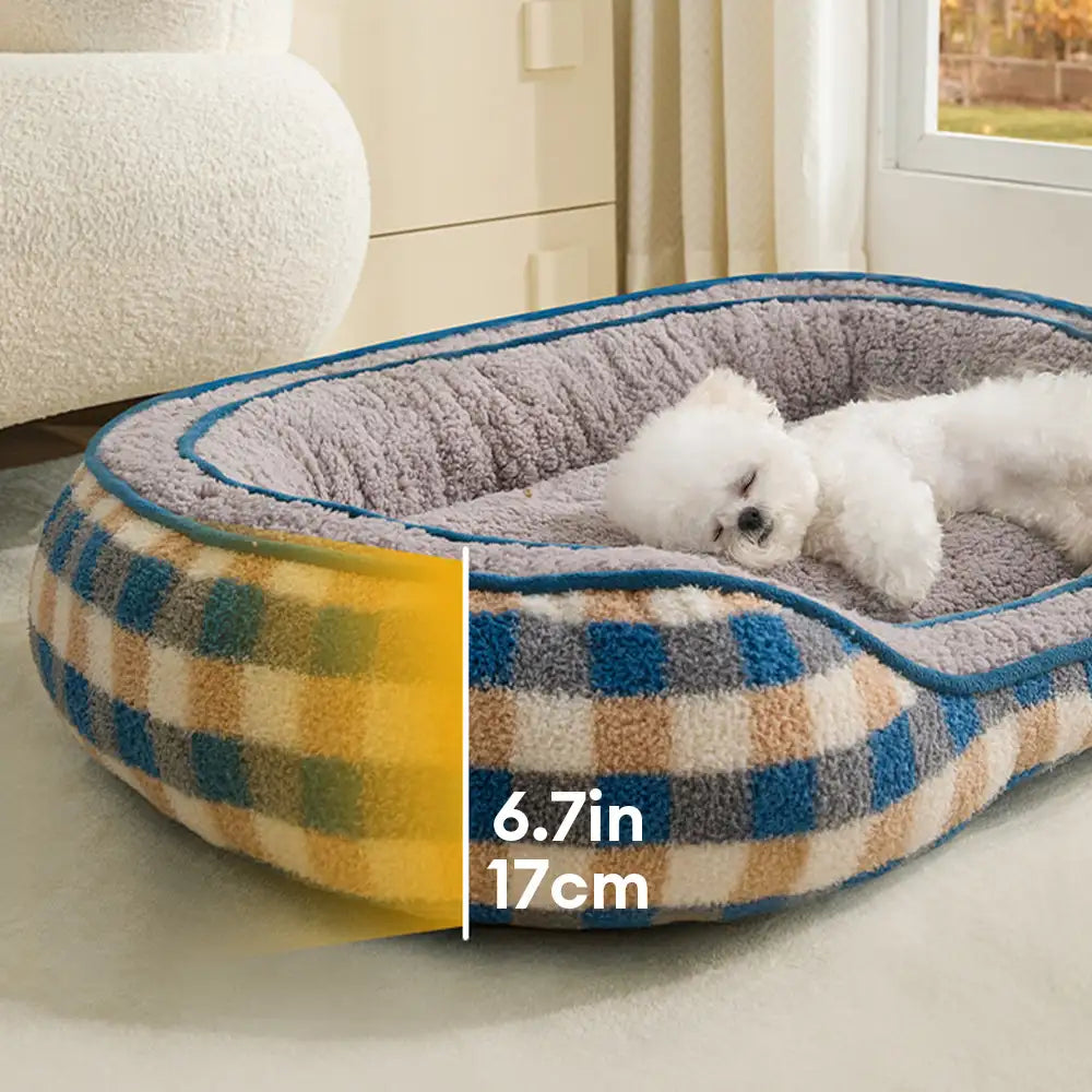Oval Teddy Velvet Large Space Comfortable Deep Sleep Donut Dog Bed