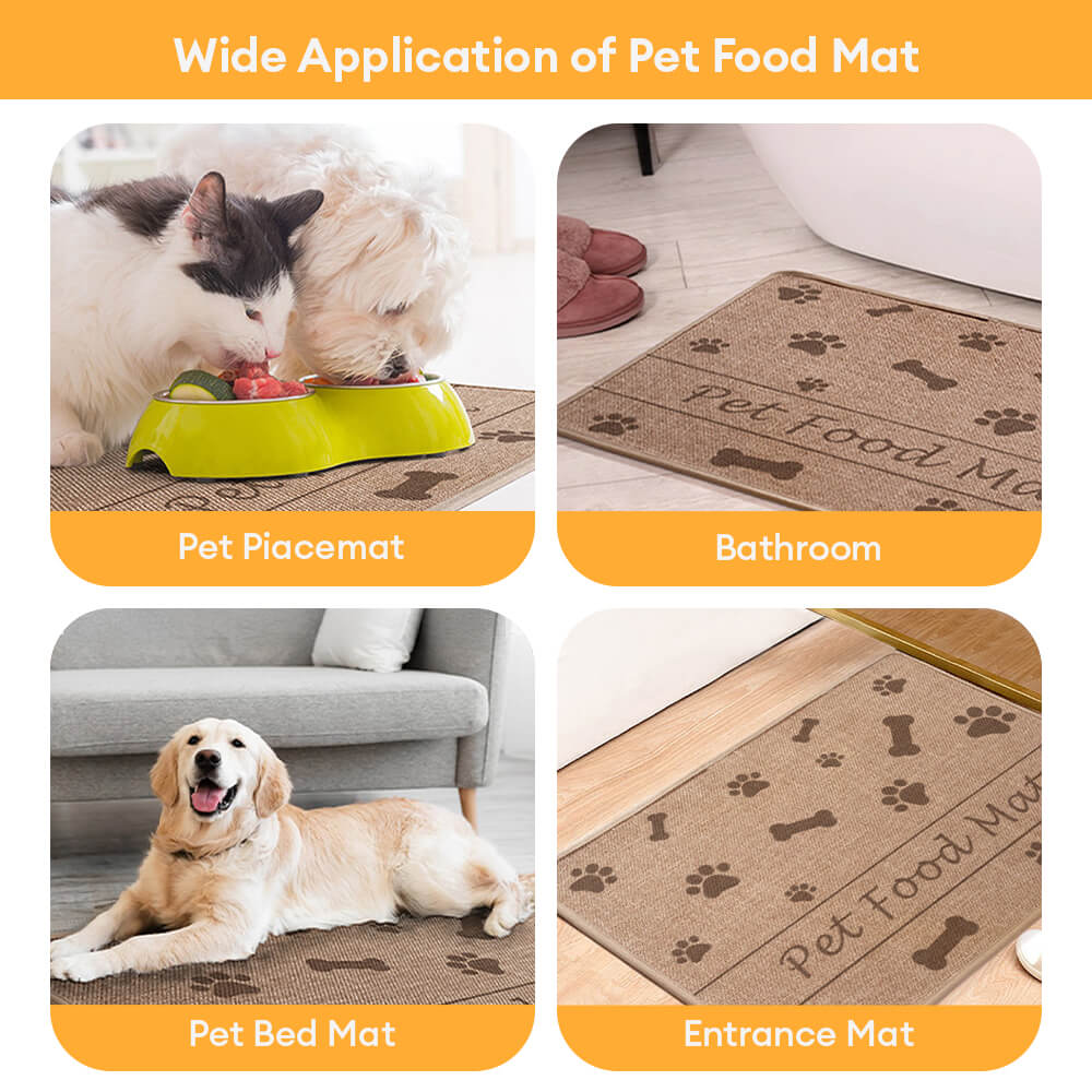 Paw & Bone Pattern Non-Slip Absorbent Pet Feeding Mat for Dog and Cat