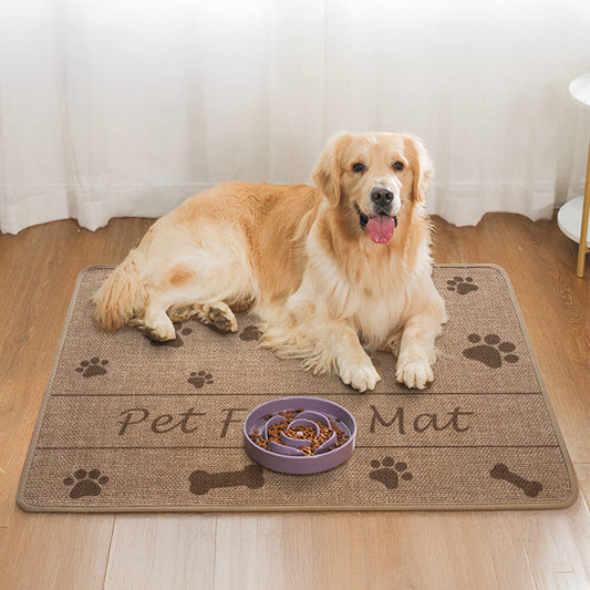 Paw & Bone Pattern Non-Slip Absorbent Pet Feeding Mat for Dog and Cat