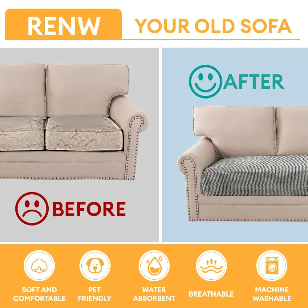 Plush Chenille Thick Sofa Protection Dirt-Resistant Non-Slip Washable Couch Cover