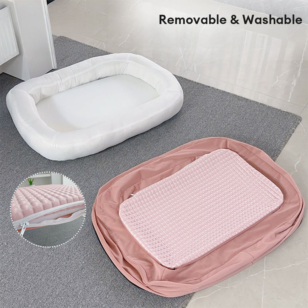 Soft Cooling Reversible Washable All-Season Oval Dog Bed