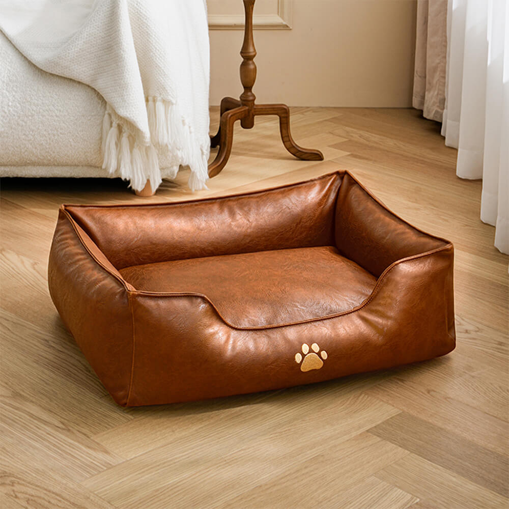 Luxury Faux Leather Waterproof Removable Dog Sofa Bed