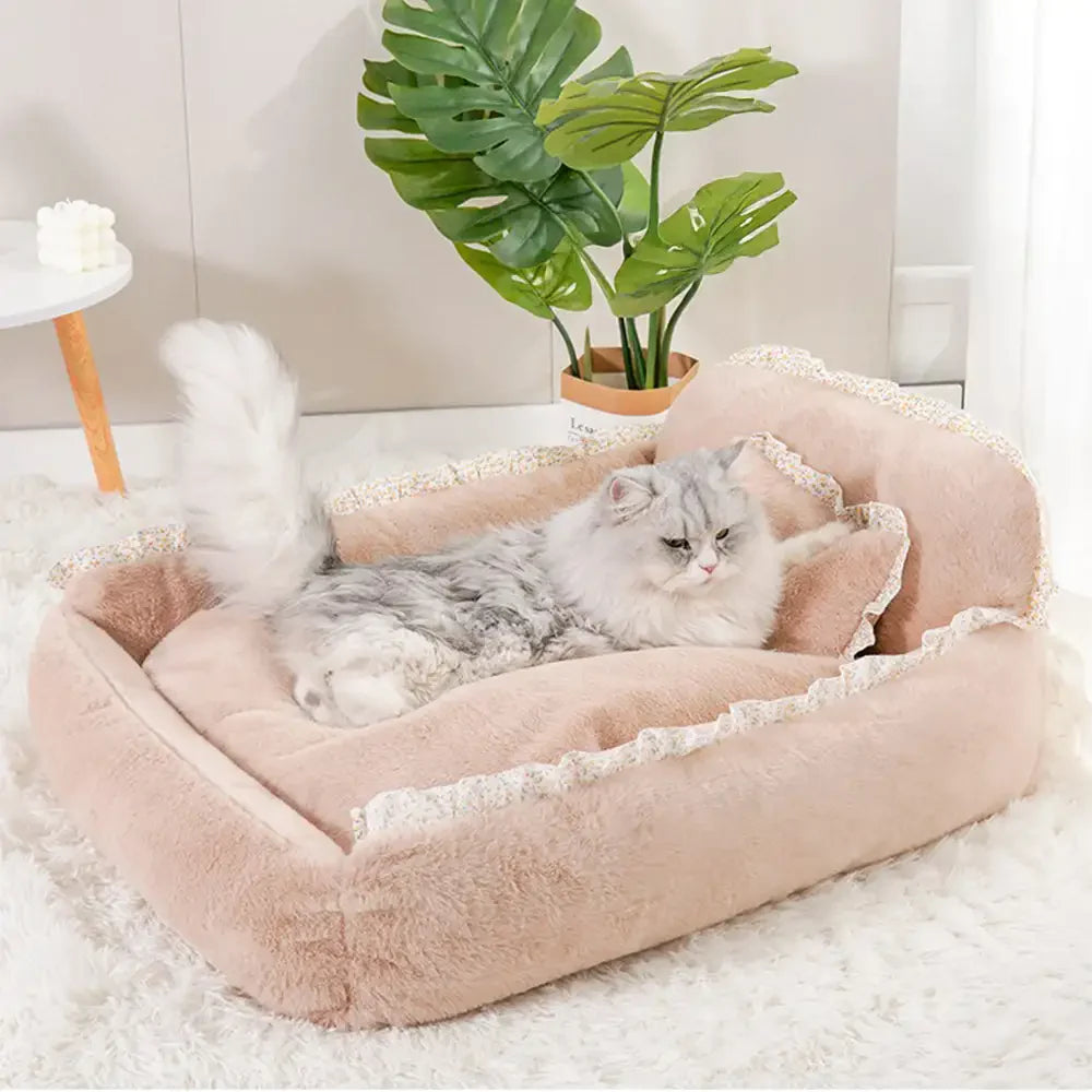 Soft Fluffy Garden Chic Washable Pet Bed Small Dog Bed
