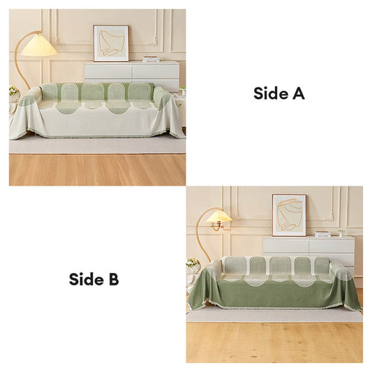 Geometric Pattern Reversible Chenille Throw Couch Cover